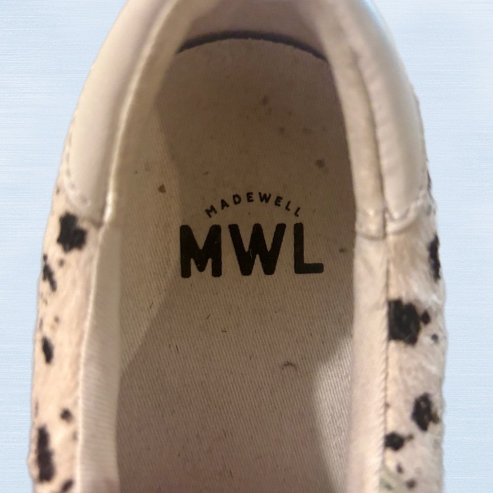 Madewell MWL Sidewalk Calf Hair Sneakers Spatter Paint Size 7.5 NWOT - Picture 7 of 8